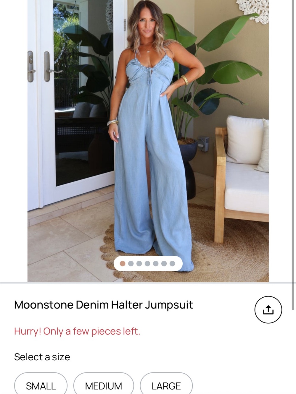 Denim Halter Jumpsuit - Light Blue